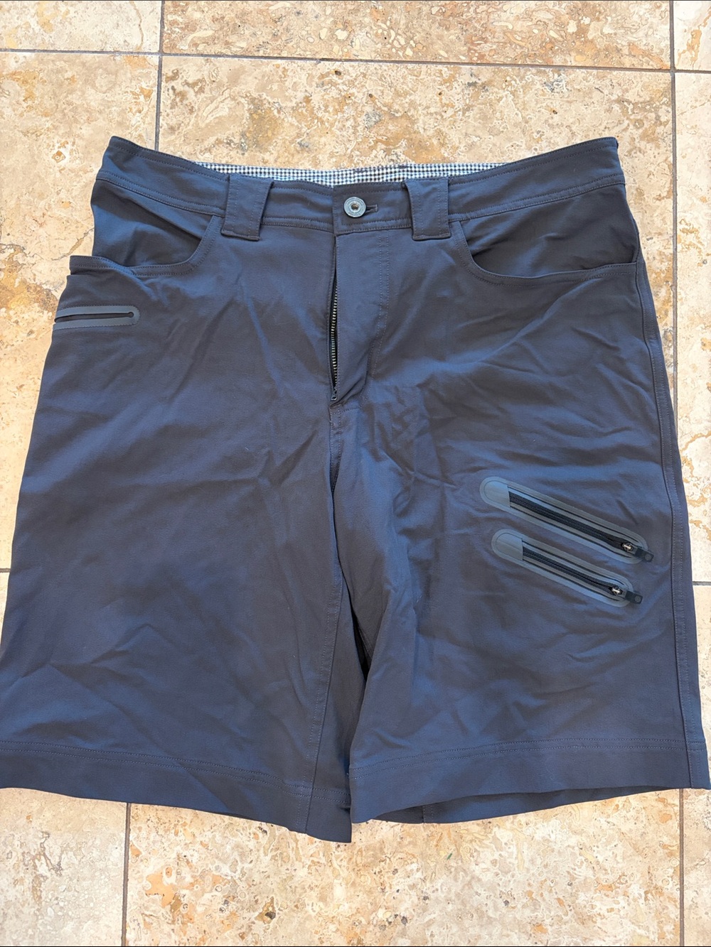 lululemon athletica Men's Dark Navy Hybrid Shorts with Zip Pockets